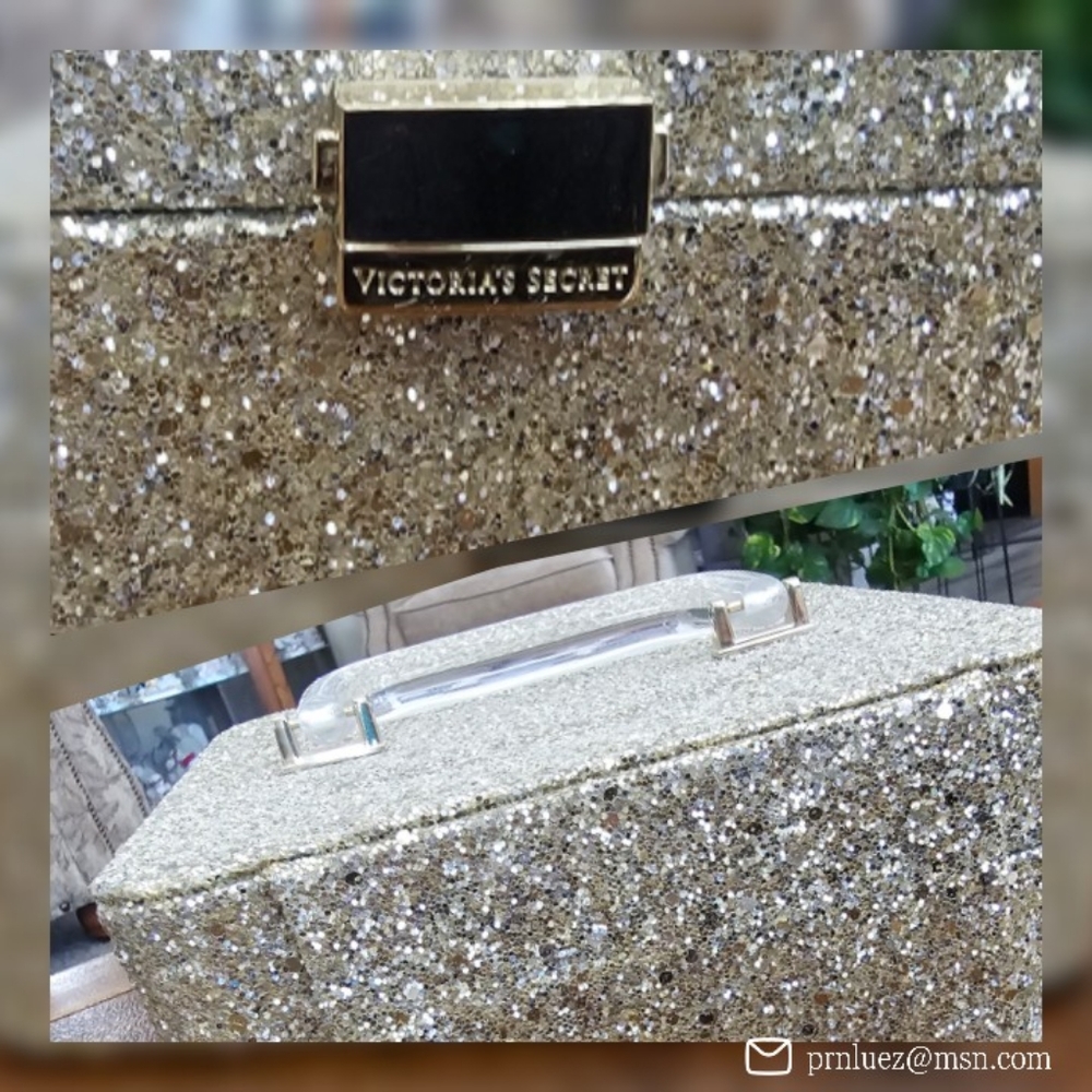 Victoria's Secret Gold Glitter Makeup Train Case - Picture 8 of 8